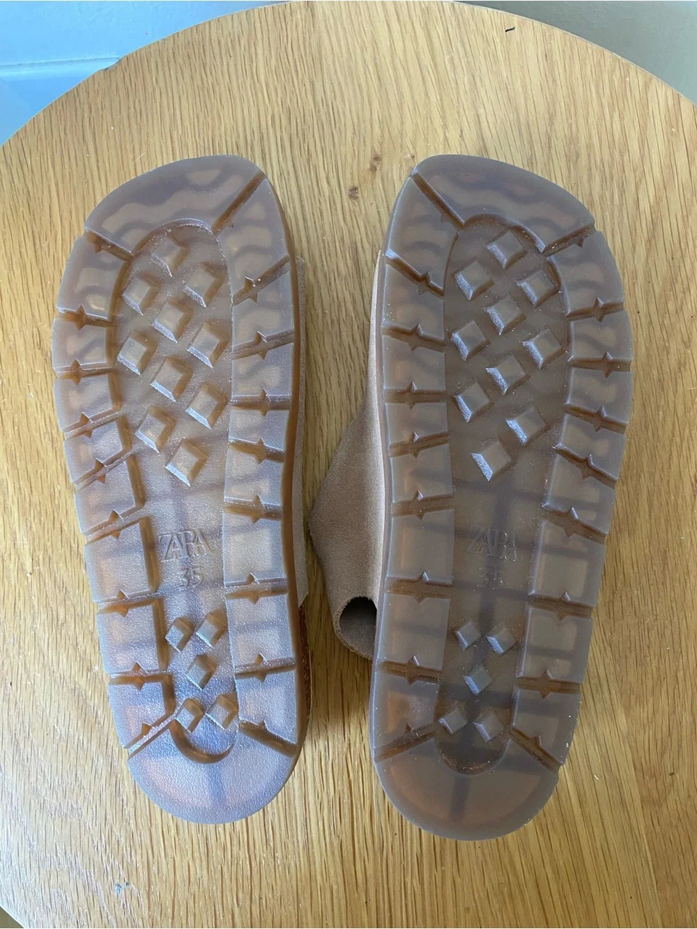 Zara Kids Double-Buckle Suede Sandals in Tan Brown
